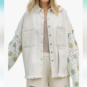 POL Cream Jacket with Crochet Sleeves